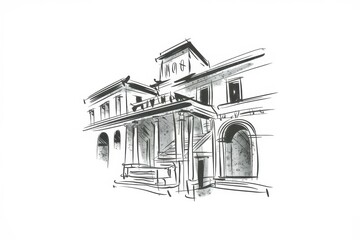 Elegant Sketch of a Grand Classical Style Building