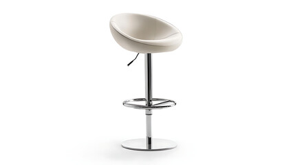 A white stool with a silver base and a silver top