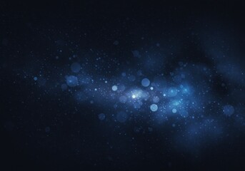 Obraz premium Dark starry night sky, deep blue cosmic background, glowing ethereal orbs, shimmering light particles, mystical celestial atmosphere