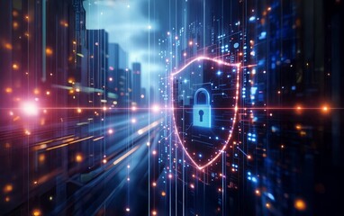 Fototapeta premium Digital background. Secure technology. Cyber Security. Cybersecurity, protect data. Cyber security. Cyber shield, internet safety.