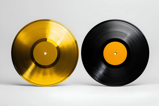 Golden and black music vinyl record designs.