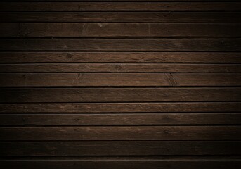 Fototapeta premium Rustic wooden wall texture, weathered planks, dark brown wood grain, reclaimed timber panels, horizontal layered boards, rough natural surface, distressed wood background