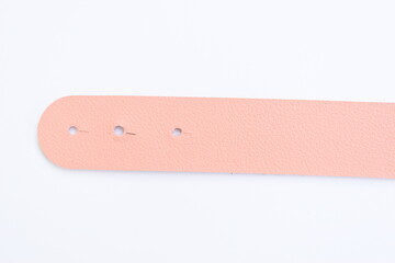 light pink leather strap isolated on white background
