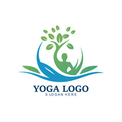 Wellness Logo Design . natural health wellness fitness and yoga logo design .Human health logo design . Leaf Wellness Logo