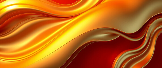 Abstract Curved Red Shape with Lighting Effect – Luxury Design on Red Background with Copy Space