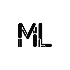 ML monogram logo design letter text name symbol monochrome logotype alphabet character simple logo