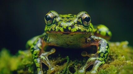 Obraz premium Close-up of a Green Tree Frog with Striking Eyes
