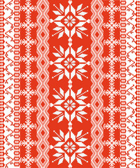 Vector, Seamless Pattern, 
Red and White Nordic Knit Pattern, 
Traditional Scandinavian Textile Design in Red and White, 
Vintage Red and White Geometric Knit Fabric, 
Folk Art Red and White Ornamenta