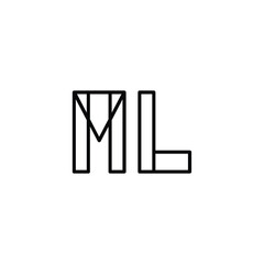ML monogram logo design letter text name symbol monochrome logotype alphabet character simple logo