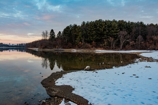 The Lake Marburg Shoreline on a January Afternoon, York County Pennsylvania USA