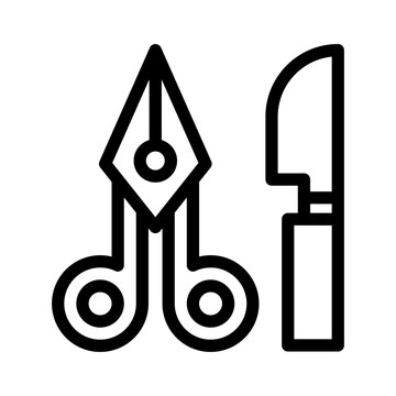 black scissors and scalpel outline clip art preview