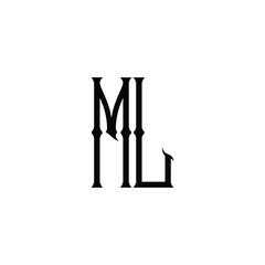 ML monogram logo design letter text name symbol monochrome logotype alphabet character simple logo