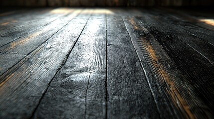 Dark wooden floor, sunlight, interior, texture, background.