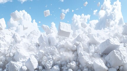 Obraz premium Celestial Avalanche: A Surreal Dreamscape of White Rocks and Clouds