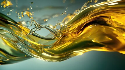 Cooking Olive pale yellow oil swirl splash isolated on clean background, engine motor fuel oil for vehicles, liquid flowing in form of wave, with.