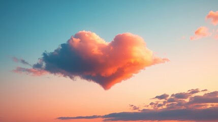 Naklejka premium Heart Shaped Cloud Sunset Romantic Sky Love Nature
