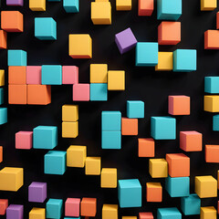 a close up of a bunch of colorful cubes on a black surface

