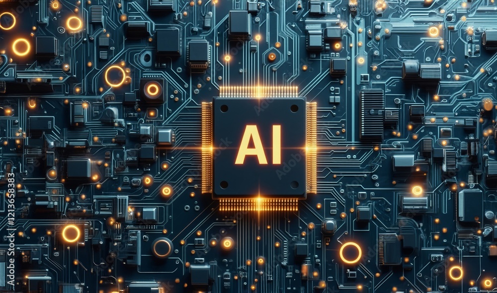 Wall mural ai technology chip. ai machine future learning background. artificial intelligence. chip ai. futuris