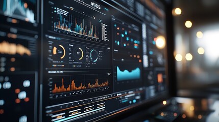 Obraz premium A Close-Up of a Digital Dashboard Displaying Real-Time Data