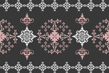 Damask seamless pattern in the style of baroque. Traditional classic black and white ornament. Design for elaborate borders, tiles, ceramic pottery, and clothing.