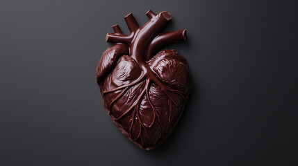 anatomical heart made of dark chocolate