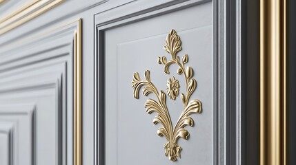 Elegant Gray Paneling with Gold Floral Detailing