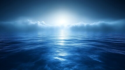 Fototapeta premium Serene Night Ocean Scene Underneath a Cloudy Sky