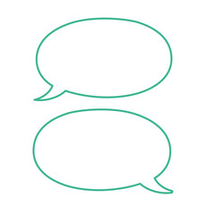 Fototapeta premium 会話形式のシンプルな緑線の吹き出しイラスト