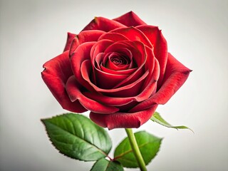 Vintage Red Rose, Isolated White Background - Classic Floral Photography