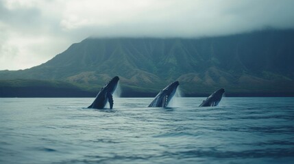 Fototapeta premium Breaching Beauty: Humpback Whale Awareness Month Celebration