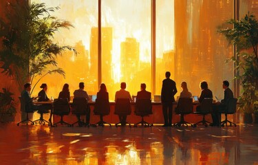 Diverse Team Engaged in Business Strategy Discussion in Modern Office Environment