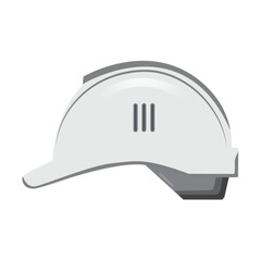 white construction helmet icon,head protection while working,vector illustration on white background,