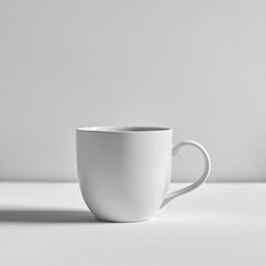 Obraz premium A professional photo of A white ceramic mug placed on a monochromatic background texture wallpaper, background for social media