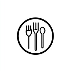Simple dinnerware icon, cutlery on a plate, background for restaurants, menus, apps