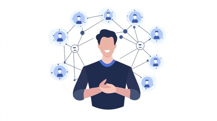 Customer network relationship management concept, Businessman hold of global structure customer network technology, Data exchanges development. customer service, social media