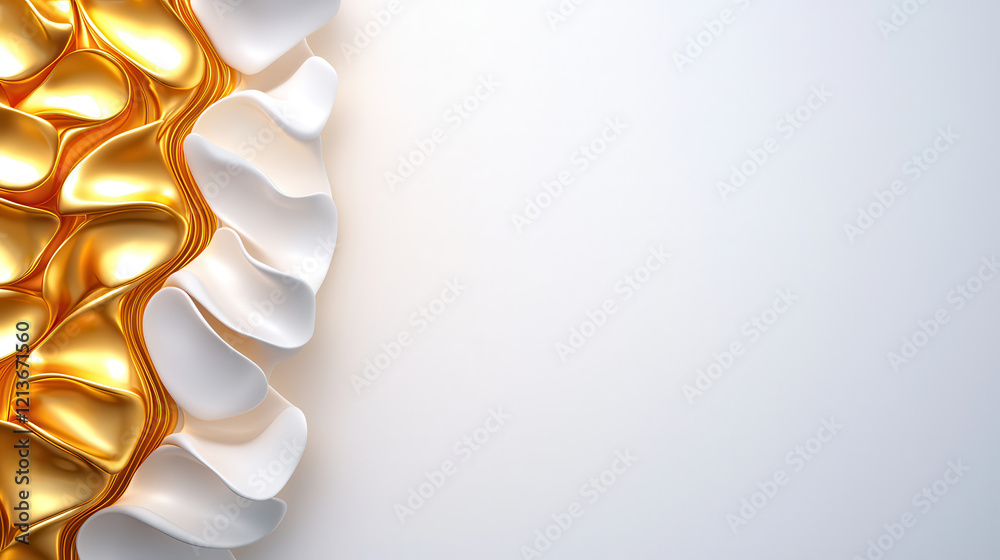 Aufkleber Elegant design featuring gold and white abstract shapes, creating modern aesthetic. smooth curves and textures evoke sense of luxury and sophistication