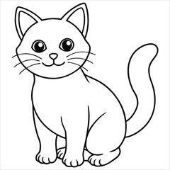 Obraz premium Cute fun kitten. Vector outline illustration, isolated on a white