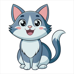 Cute black smoke cat cartoon sitting