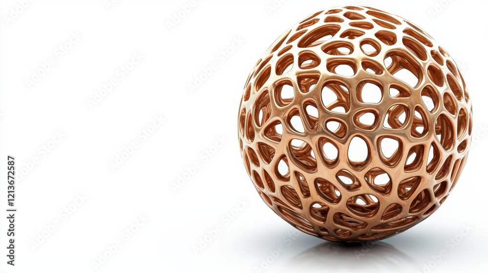 Leinwandbilder 3D gold mind mapping icon with intricate patterns on clean white background, symbolizing creativity and innovation