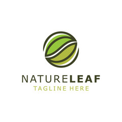 Fototapeta premium Green leaf logo design vector template. Nature Growth Leaf vector logo.