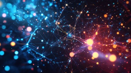 Fototapeta premium A vibrant technology design with glowing circuit pathways, abstract digital nodes, and a futuristic tech background in sharp 4K detail.