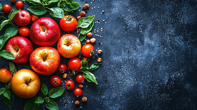 Fresh fruits and vegetables inspire healthy living with a motivational quote in vibrant colors - Powered by Adobe