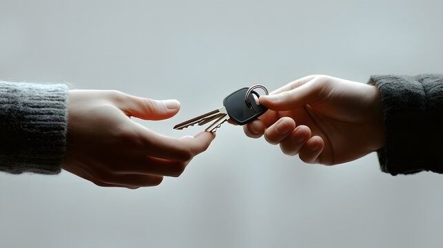 Hands exchanging a set of keys a transfer of ownership