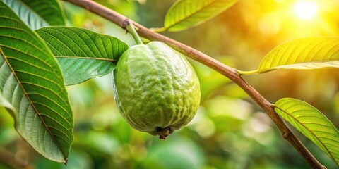 Close Up Guava Fruit Tree Photography: Vibrant Guava Orchard Image