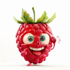 Joyful and Playful Raspberry Mascot with Cheerful Expression
