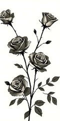 Delicate line-drawn roses in black on a soft cream background, perfect for a minimalist and artistic vibe