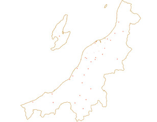 新潟県　地図　白　斑点　イラスト