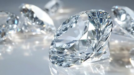 Sparkling Diamonds Glistening Brilliantly On Grey Surface