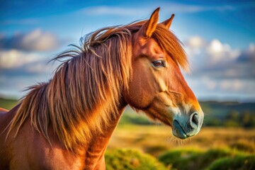 Obraz premium Gotland Horse, Brown Horse Portrait, Swedish Horse, Island Horse, Equine Photography, Beautiful Horse, Animal Photography, Sweden Nature