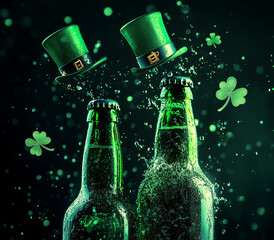 green beer bottle st patrick day background